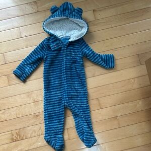 Cozy Blue Striped Kids One Piece / Like New